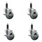 Service Caster 3.5'' SS Gray Poly Swivel 1'' Expanding Stem Caster Set with Brake, 4PK SCC-SSEX20S3514-PPUB-TLB-1-4 - alternate 1